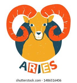 Vector aries (ram) zodiac sign original design. Can be used for poster, greeting card, birthday party, invitation. Vector illustration