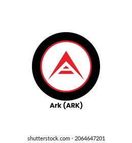 Vector Ark (ARK) digital cryptocurrency logo. Ark (ARK) icon. Vector illustration isolated on white background with black highlighter.
