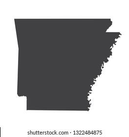 Vector Arkansas Map silhouette. Isolated vector Illustration. Black on White background.