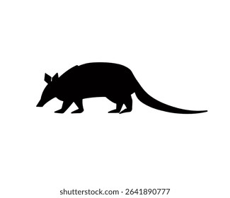 vector armadillo silhouette in black and white 