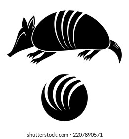 Icono de silueta de armadillo vector aislado en fondo blanco. Símbolo de animal salvaje.