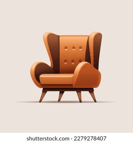 Vector armchair. Armcair on the white background. luxurious brown armchair