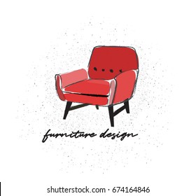 vector armchair chair furniture sketch. pencil hand drawing. unique interior design illustration. 