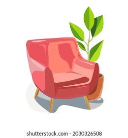 Sillón vectorial aislado de fondo blanco. Sofá de planta.