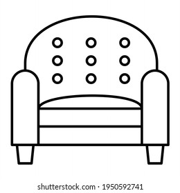 Diseño de iconos de esquema de sillón de vectores
