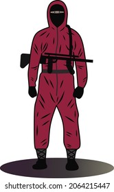 Vector of armed warrior in ninja costume. Halloween costumed warrior. Halloween Hoodies. vector illustration design.