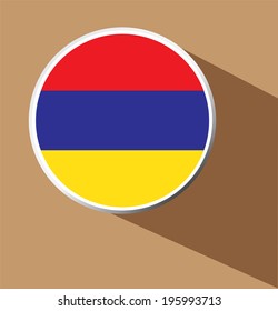 Vector -  Armenia Flag Button Icon with long shadow