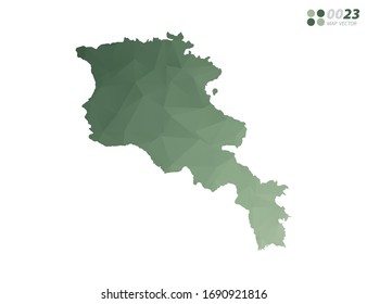 Vector of Armenia map green polygon triangle mosaic with white background. style gradient.