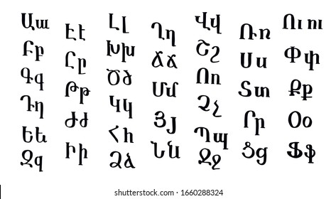 Vector Armenian hand drawn alphabet svg