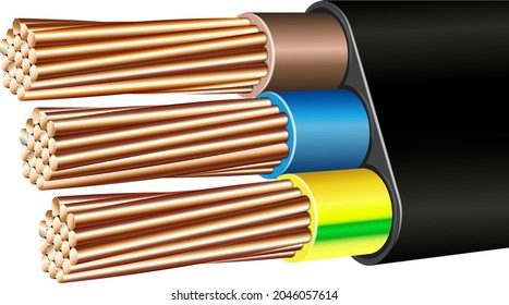 Vector armored multicore electric cable wire, three-core wire