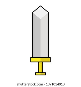 Espada vectadora blindada con mango de oro para la guerra. Se puede utilizar para activos de juego, imágenes prediseñadas, iconos, símbolos, etc.