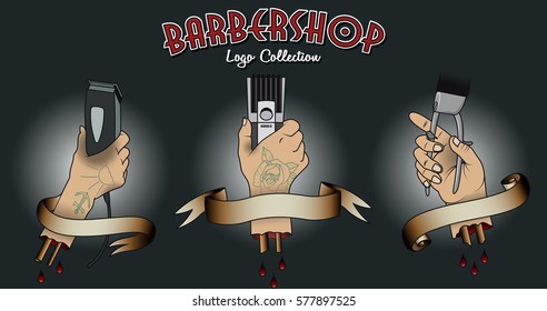 Vector Arms Set. Barbershop Logo Collection