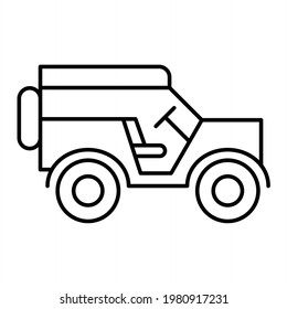 Vector Army Car Outline Icon Design
