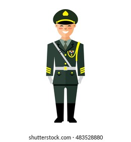 Vector Army of China. Flat style colorful Cartoon illustration.