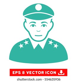 Vector Army General EPS vector icon. Illustration style is flat iconic cyan symbol on a transparent background.