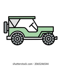 Vector Army Jeep Filled Outline Icon Design
