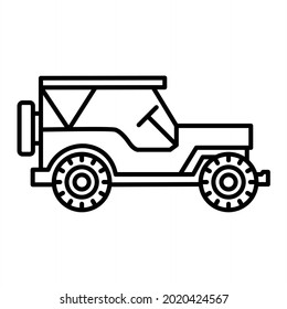 Vector Army Jeep Outline Icon Design
