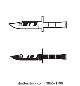 Vector army knife weapon for cover, poster, logo, print, label, sticker, banner, game. Line style. Set of two.