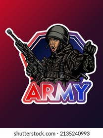 Vector Army Mascot Esport Logo Editable And Scalable