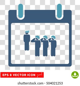 Vector Army Squad Calendar Day EPS vector icon. Illustration style is flat iconic bicolor cyan and blue symbol on a transparent background.
