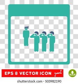 Vector Army Squad Calendar Page EPS vector pictograph. Illustration style is flat iconic bicolor cobalt and cyan symbol on a transparent background.