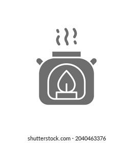 Vector aroma lamp, gas burner grey icon.