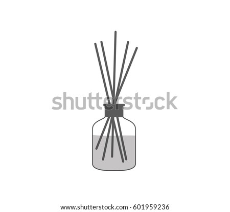 Vector aroma sticks in bottle.  Aromatherapy icon. 