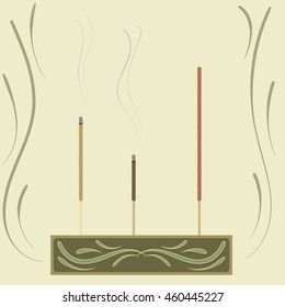 Vector aroma sticks on a stand with a pattern