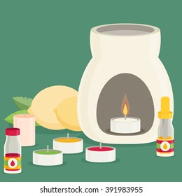 Vector aromatherapy equipment icons set, flat design