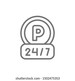 Vector around the clock parking line icon.