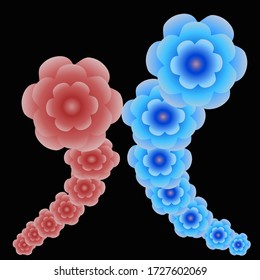vector of arranged flowers. isolated black