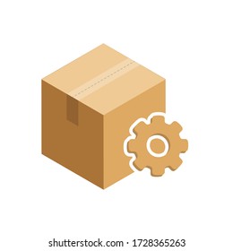 disposición vectorial de una caja de cartón cerrada de color marrón