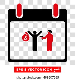 Vector Arrest Calendar Day EPS vector pictogram. Illustration style is flat iconic bicolor intensive red and black symbol on a transparent background.