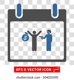 Vector Arrest Calendar Day EPS vector icon. Illustration style is flat iconic bicolor cobalt and gray symbol on a transparent background.