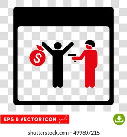 Vector Arrest Calendar Page EPS vector pictogram. Illustration style is flat iconic bicolor intensive red and black symbol on a transparent background.