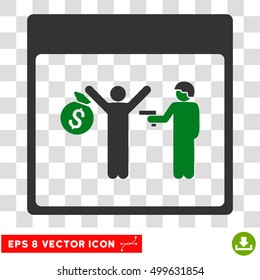 Vector Arrest Calendar Page EPS vector pictograph. Illustration style is flat iconic bicolor green and gray symbol on a transparent background.