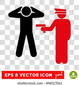 Vector Arrest EPS vector pictogram. Illustration style is flat iconic bicolor intensive red and black symbol on a transparent background.
