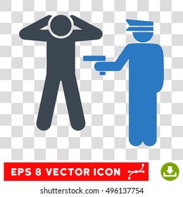 Vector Arrest EPS vector pictograph. Illustration style is flat iconic bicolor smooth blue symbol on a transparent background.