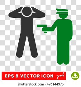 Vector Arrest EPS vector pictograph. Illustration style is flat iconic bicolor green and gray symbol on a transparent background.