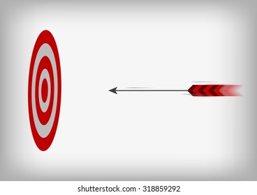 Vector : Arrow and archery target on gray background