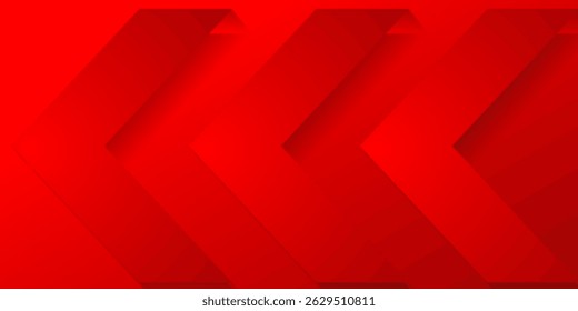 Vector arrow background. Overlapping layers of 3D red arrow abstract background on dark space.