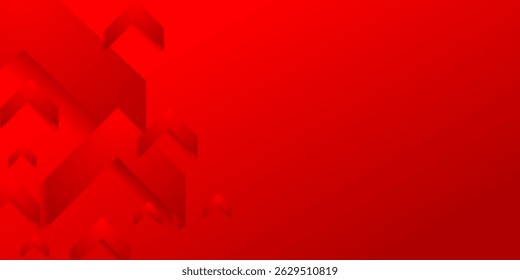 Vector arrow background. Overlapping layers of 3D red arrow abstract background on dark space.