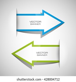 Vector Arrow banners set. Direct shape. 3d Abstract Background. Business infographic presentation diagram. Section compare service. Up and down trend. Paper index. Exact pointer