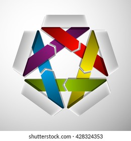 Vector Arrow banners set. Direct shape. 3d Abstract Background. Business infographic presentation diagram. Section compare service. Up and down trend. Paper index. Exact pointer
