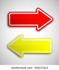 Vector Arrow banners set. Direct shape. 3d Abstract Background. Business infographic presentation diagram. Section compare service. Up and down trend. Paper index. Exact pointer