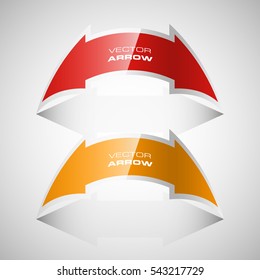 Vector Arrow banners set. Direct shape. 3d Abstract Background. Business infographic presentation diagram. Section compare service. Up and down trend. Paper index. Exact pointer