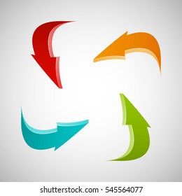 Vector Arrow banners set. Direct shape. 3d Abstract Background. Business infographic presentation diagram. Section compare service. Up and down trend. Paper index. Exact pointer