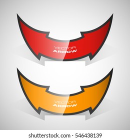 Vector Arrow banners set. Direct shape. 3d Abstract Background. Business infographic presentation diagram. Section compare service. Up and down trend. Paper index. Exact pointer