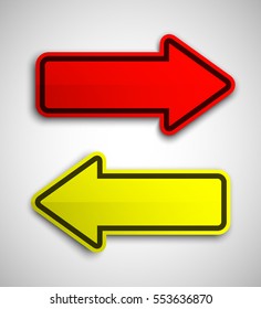 Vector Arrow banners set. Direct shape. 3d Abstract Background. Business infographic presentation diagram. Section compare service. Up and down trend. Paper index. Exact pointer