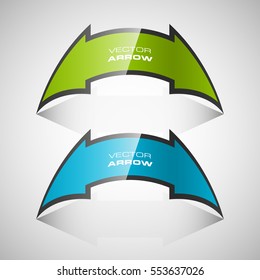 Vector Arrow banners set. Direct shape. 3d Abstract Background. Business infographic presentation diagram. Section compare service. Up and down trend. Paper index. Exact pointer